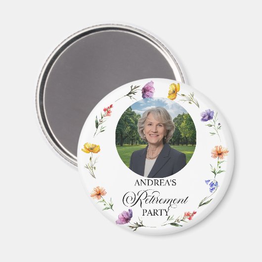 Special Photo Floral Retirement Party Favor Magneet (Voorkant / Achterkant)