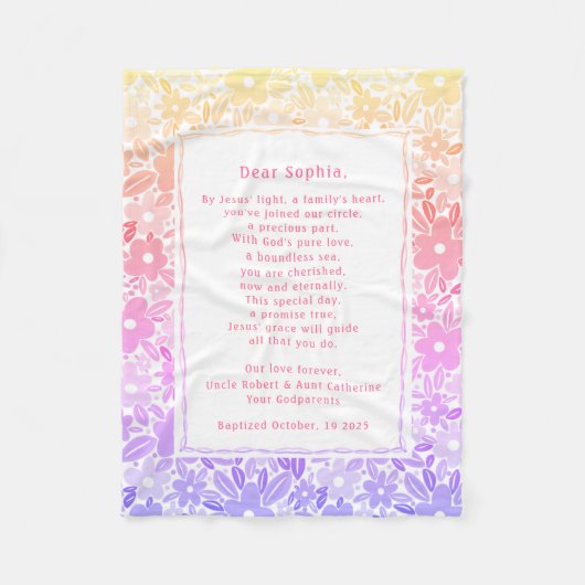 Special Prayer Baptism Fleece Blankets Godchild  Deken (Voorkant)