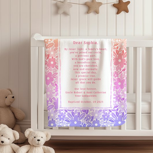 Special Prayer Baptism Fleece Blankets Godchild Deken