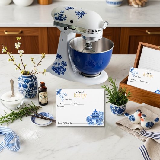 Special Recipe Chinoiserie Blue Card RSVP Kaartje