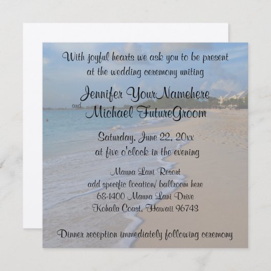 Special Romantic Beach Wedding Kaart (Voorkant / Achterkant)