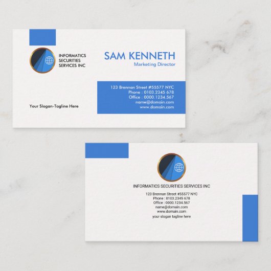 Special Simple Blue Tabs Marketing Manager Visitekaartje (Voorkant / Achterkant)