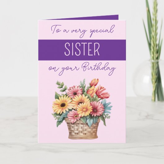 Special Sister gerbera paarse roze verjaardag Kaart (Voorkant)