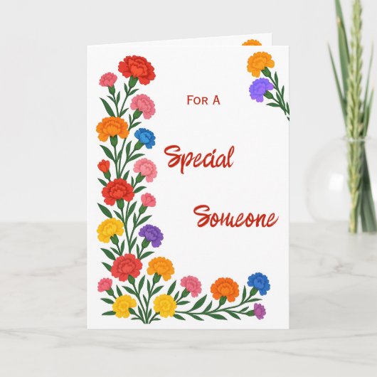 Special Someone Carnation Flowers Birthday Card Kaart (Voorkant)