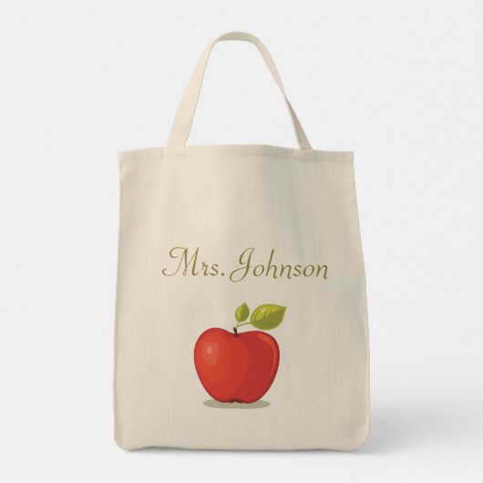 Special Teacher Apple Name School Red Tote Bag (Achterkant)