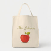 Special Teacher Apple Name School Red Tote Bag (Voorkant)