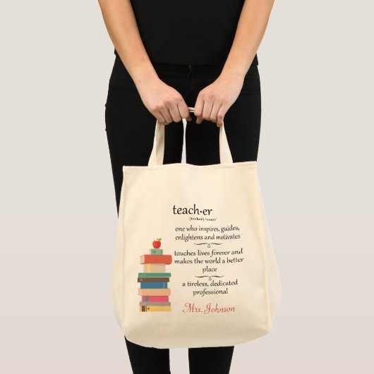 Special Teacher Definition Books Apple Name Custom Tote Bag (Voorkant (product))