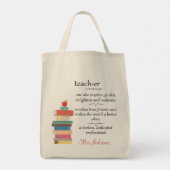 Special Teacher Definition Books Apple Name Custom Tote Bag (Achterkant)
