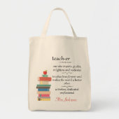 Special Teacher Definition Books Apple Name Custom Tote Bag (Voorkant)