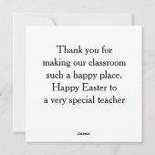 Special Teacher Happy Easter Holiday Card Feestdagenkaart (Achterkant)