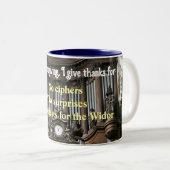 Special thanksgiving mug for organists tweekleurige koffiemok (Voorkant rechts)