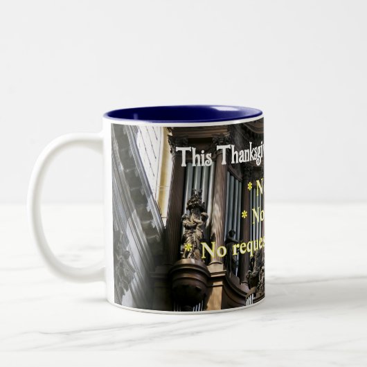 Special thanksgiving mug for organists tweekleurige koffiemok (Links)