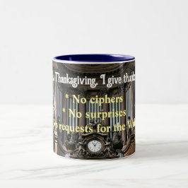 Special thanksgiving mug for organists tweekleurige koffiemok