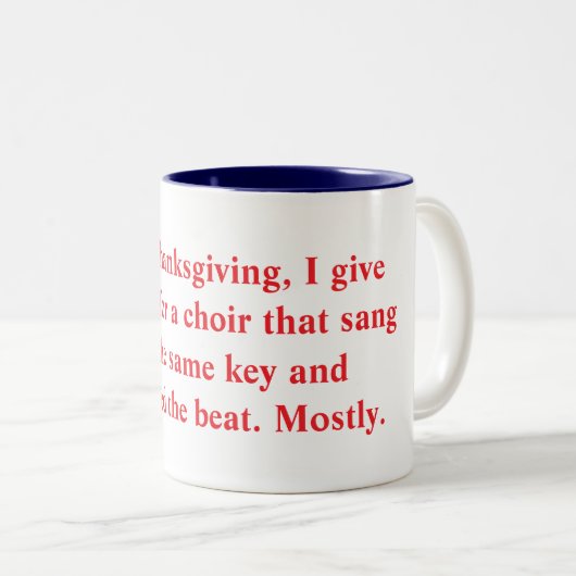 Special thanksgiving mug for organists tweekleurige koffiemok (Voorkant rechts)