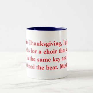 Special thanksgiving mug for organists tweekleurige koffiemok