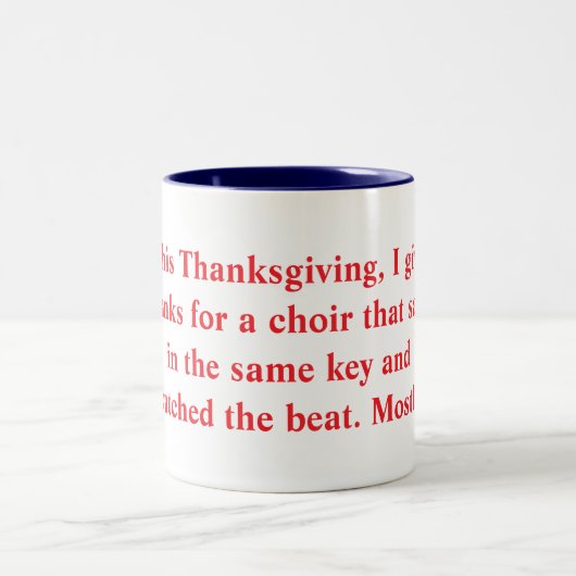 Special thanksgiving mug for organists tweekleurige koffiemok (Center)