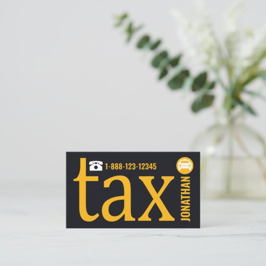Special Yellow Taxi Letter-i Signage Cab Driver Visitekaartje (Staand voorkant)