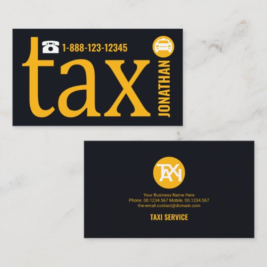 Special Yellow Taxi Letter-i Signage Cab Driver Visitekaartje (Voorkant / Achterkant)