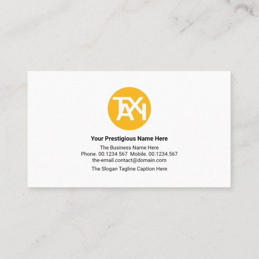 Special Yellow Taxi Line Private Hire Driver Visitekaartje (Achterkant)