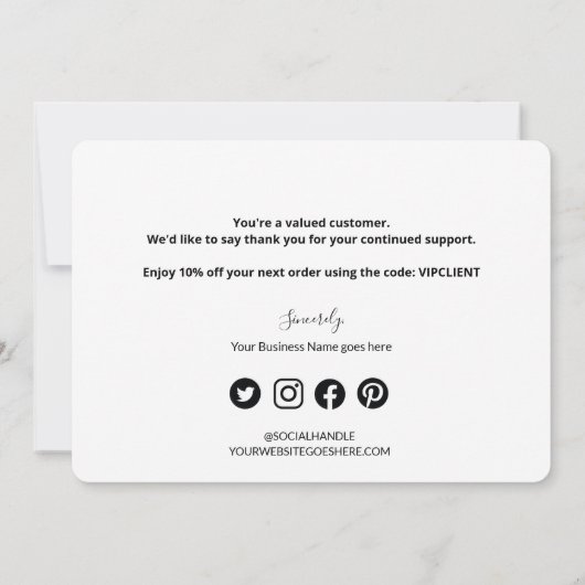 Speciale 10% zakelijke Logo client biedt aangepast Bedankkaart (Achterkant)