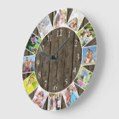 Speciale 12 Photo Collage Dark Wood Round Grote Klok (Hoek)