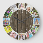 Speciale 12 Photo Collage Dark Wood Round Grote Klok (Voorkant)