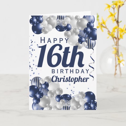 Speciale 16e marineballon van 16e verjaardag kaart (Gele Bloem)