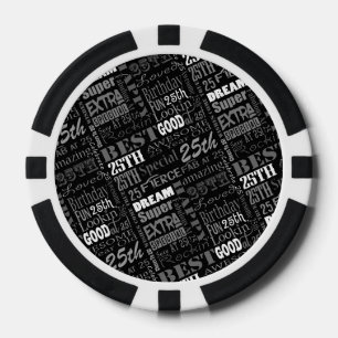 Speciale 25e verjaardag foto met monogram poker chips