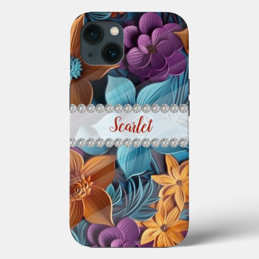 Speciale 3D bloemenregeling, diamant lijst Case-Mate iPhone Case (Achterkant)