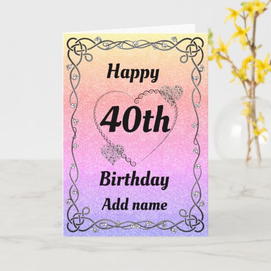 Speciale  40e verjaardagskaart kaart (Gele Bloem)