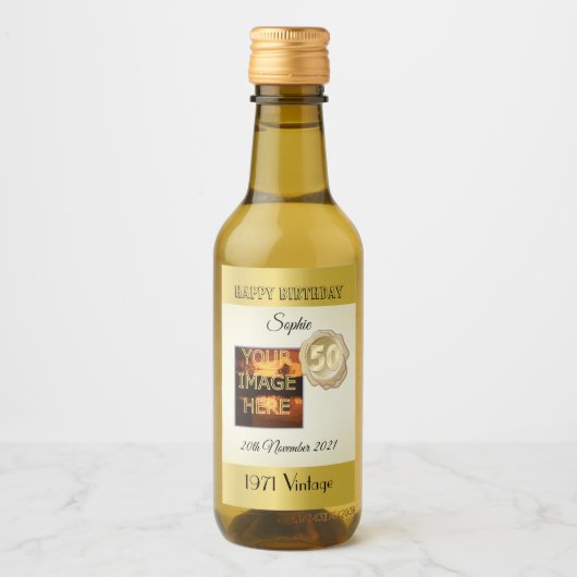 Speciale 50e verjaardag Mini Wine Bottle Labels Wijn Etiket (Voorkant)
