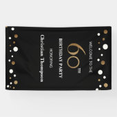 Speciale 60e verjaardag Gold en zwarte stippen Spandoek (Horizontaal)