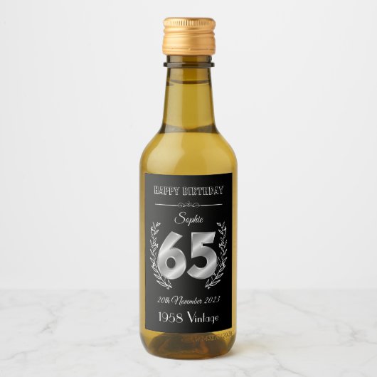 Speciale 65e verjaardag Mini Wine Bottle Labels Wijn Etiket (Voorkant)