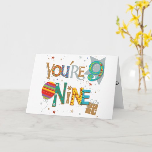 SPECIALE **9** JAAR OUDE VERJAARDAG WENSEN KAART (Gele Bloem)