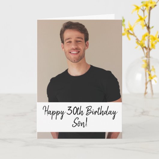 Speciale aangepaste foto Son 30th Birthday Kaart (Gele Bloem)