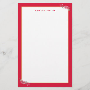 Speciale afbeelding Roze rand roze bloemen bloemen Briefpapier