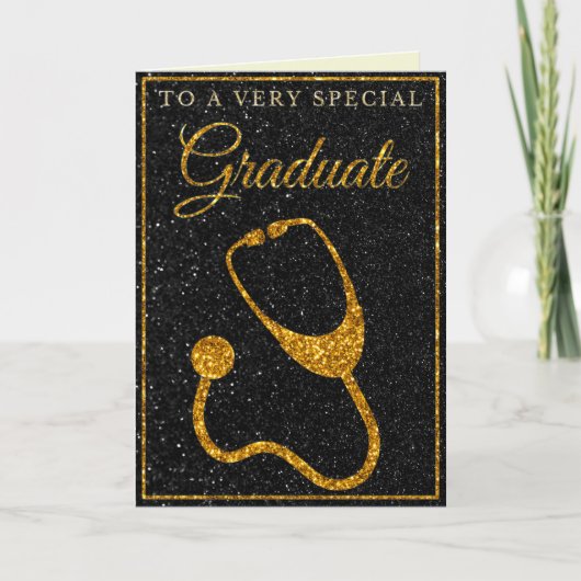 Speciale Afstuderen Gold Glitter Doctor Kaart (Voorkant)