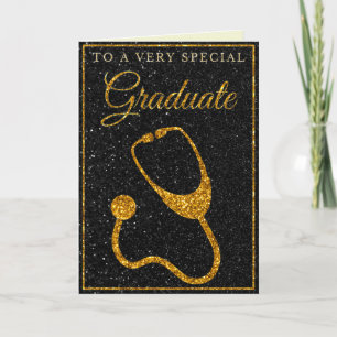 Speciale Afstuderen Gold Glitter Doctor Kaart