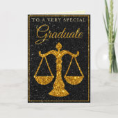Speciale Afstuderen Gold Glitter Law Card Kaart (Voorkant)