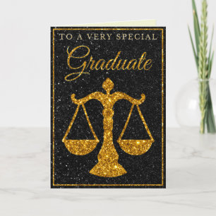 Speciale Afstuderen Gold Glitter Law Card Kaart