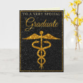 Speciale Afstuderen Gold Glitter Medical Kaart (Gele Bloem)