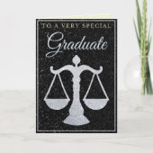 Speciale Afstuderen Silver Glitter Law Card Kaart (Voorkant)