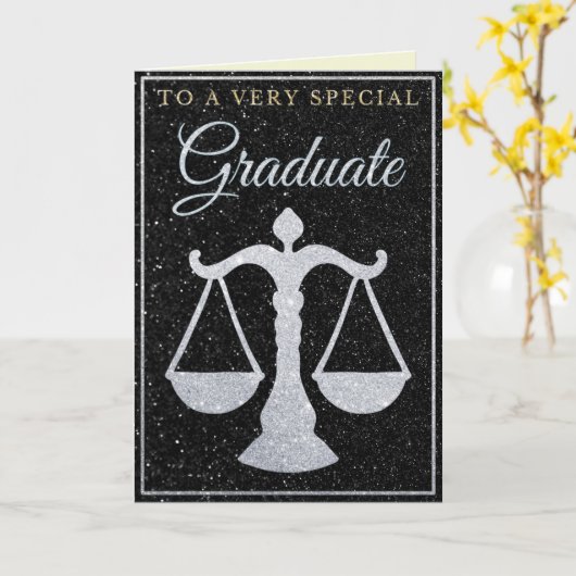 Speciale Afstuderen Silver Glitter Law Card Kaart (Gele Bloem)