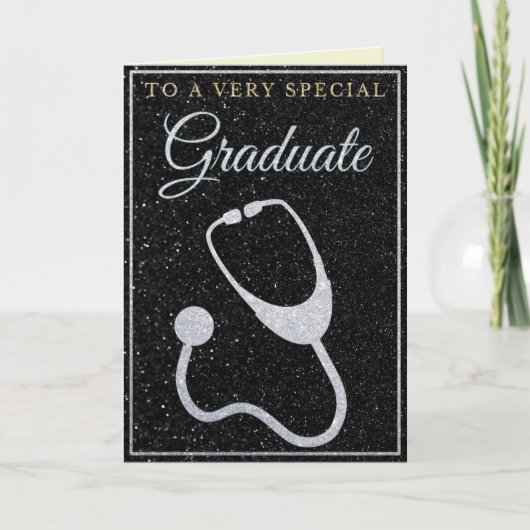 Speciale Afstuderen Zilver Glitter Doctor Kaart (Voorkant)