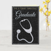 Speciale Afstuderen Zilver Glitter Doctor Kaart (Gele Bloem)