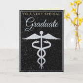 Speciale Afstuderen Zilver Glitter Medical Kaart (Gele Bloem)