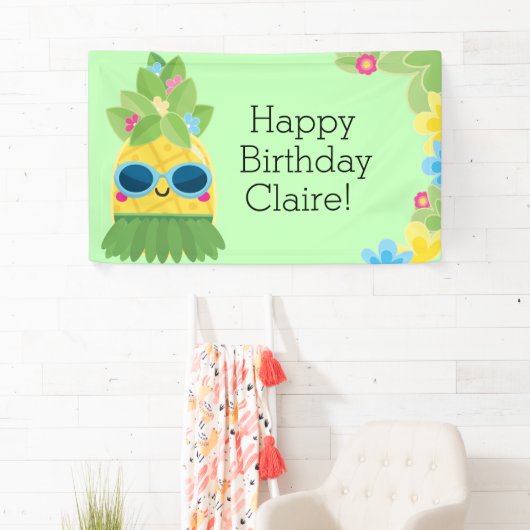 Speciale anananas voor meisjes - Tropische verjaar Spandoek (Insitu)