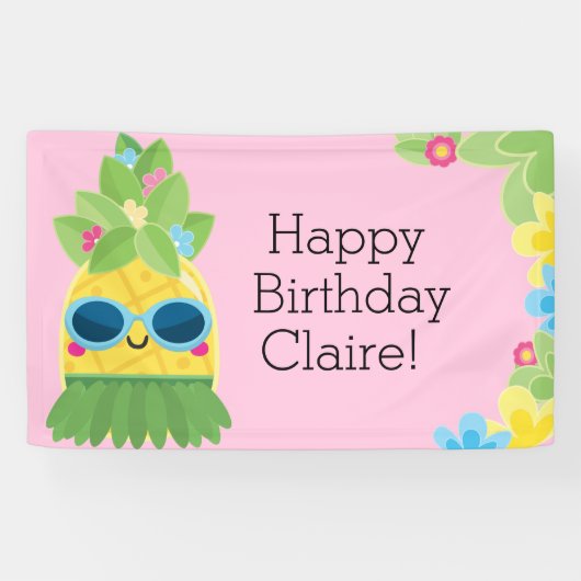 Speciale anananas voor meisjes - Tropische verjaar Spandoek (Horizontaal)