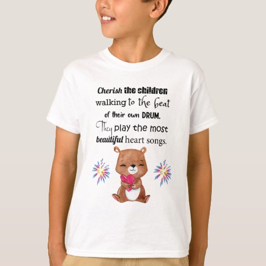 Speciale behoeften Kinder Inspirerend, hartliedjes T-shirt (Voorkant)