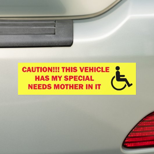 Speciale behoeften Moeder Voorzichtigheid Bumpersticker (Op auto)